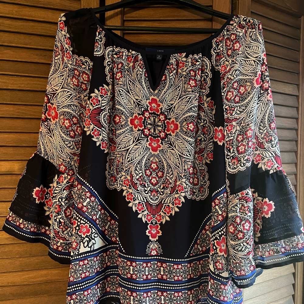 Boho Red/Blue/White Blouse - Apt9